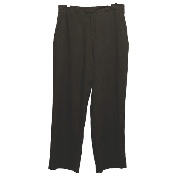 Josephine Chaus Petite Black Silk Straight Pants 12P Classic Corp Workwear‎ - Picture 1 of 9